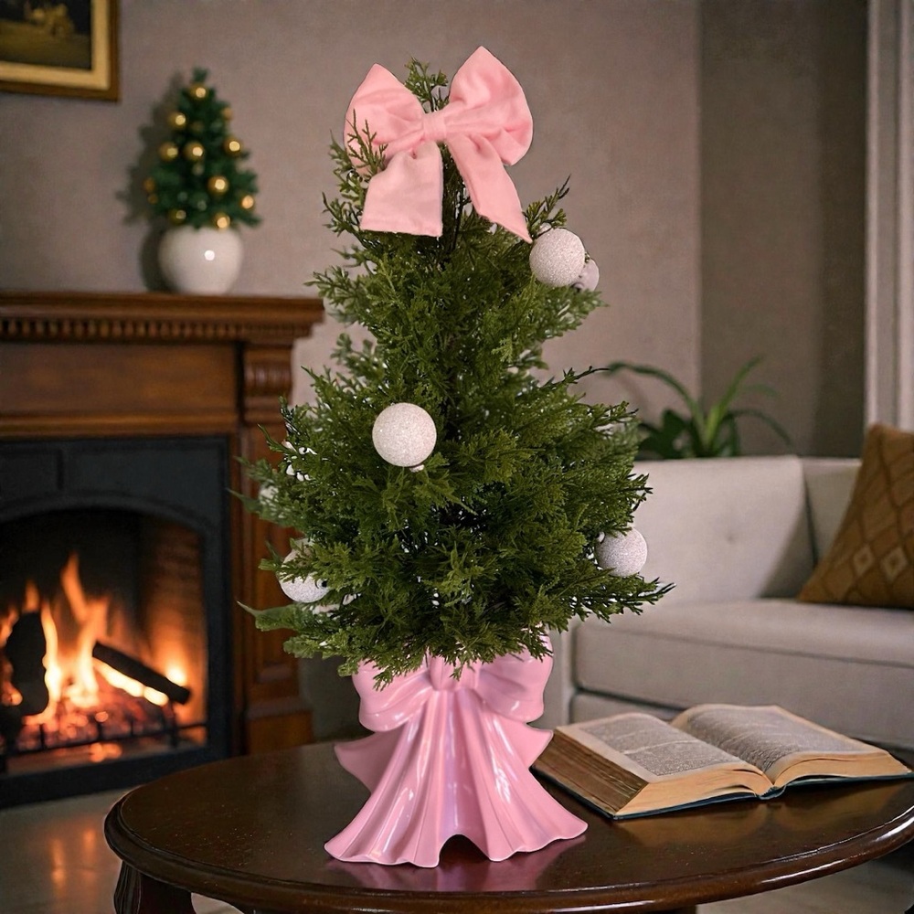 Viral Hobby Lobby Pink bow  Holiday Tabletop Tree